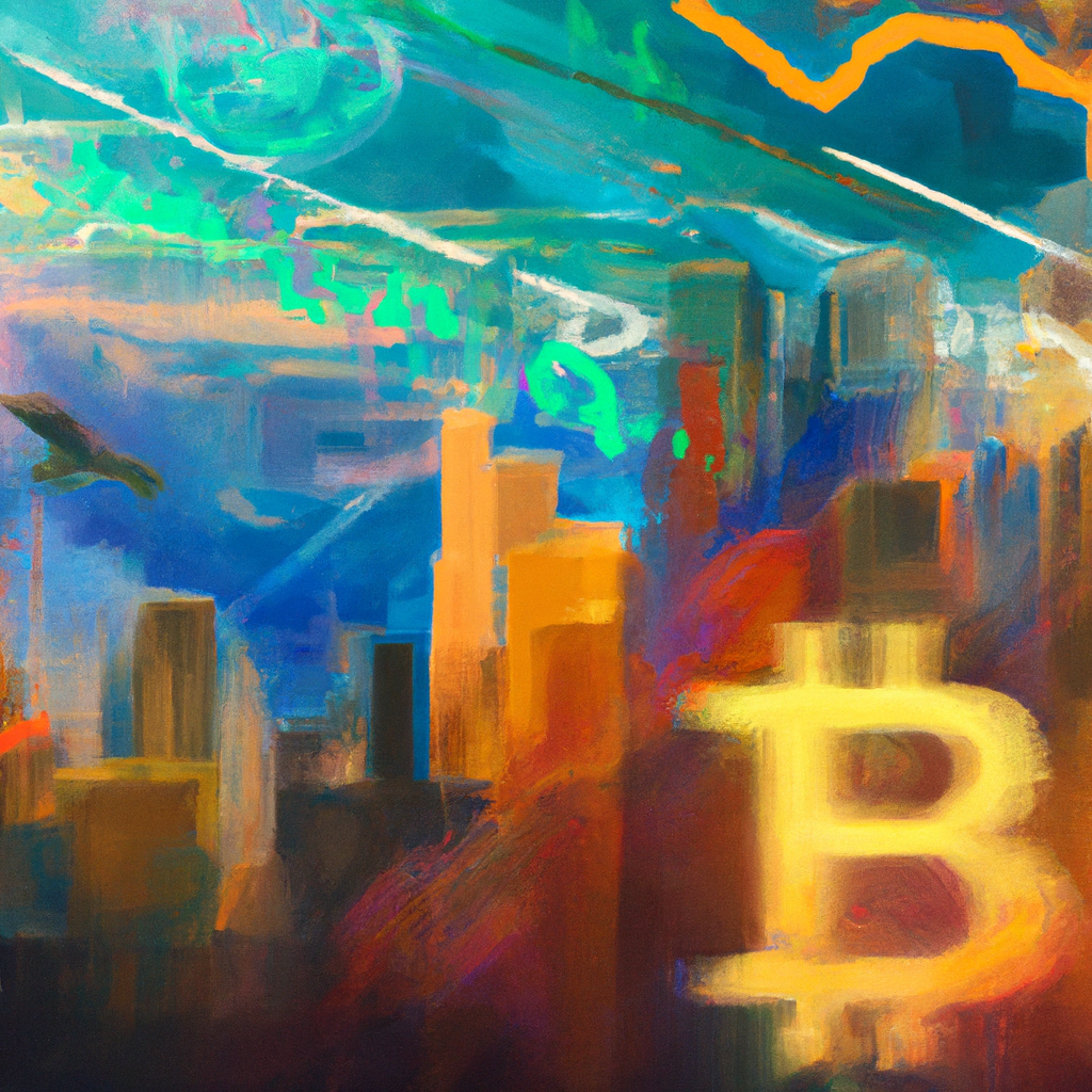 An abstract representation of a bullish Bitcoin market influenced by positive CPI data, featuring dynamic upward-moving charts, vibrant Bitcoin symbols, and a background of financial data streams. Inc