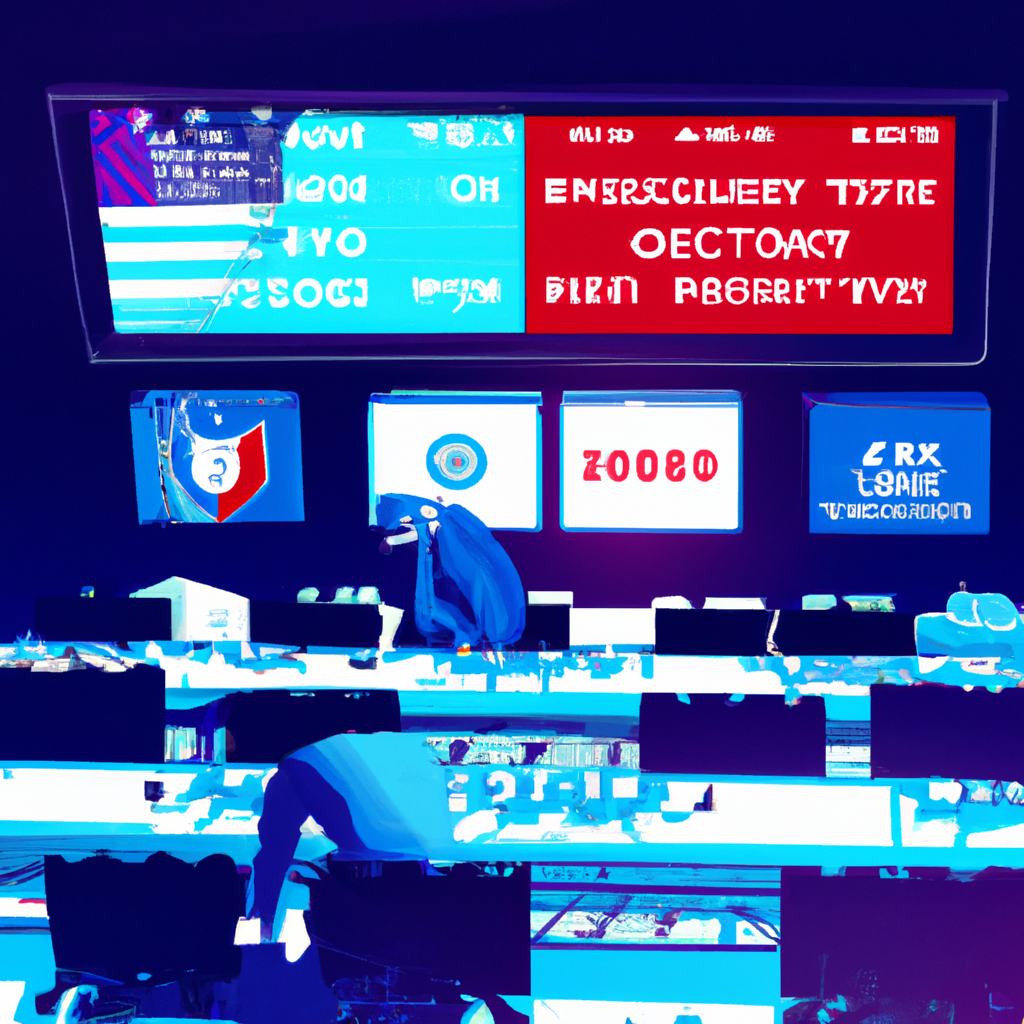 Create an image that captures the excitement of the 2024 US Election night, highlighting the significance of cryptocurrency issues. The scene shows a bustling newsroom filled with large digital screen