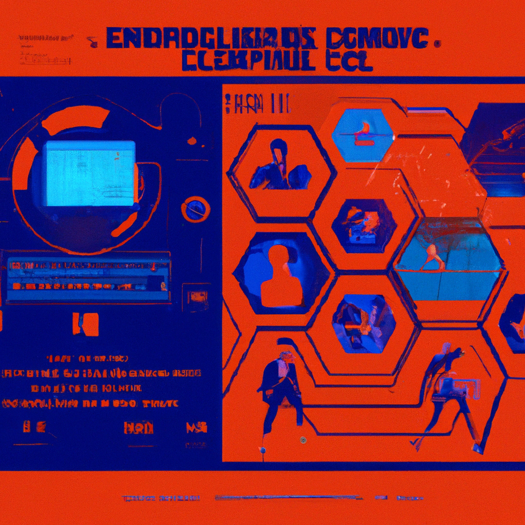 Create an image depicting a futuristic and dynamic scene that illustrates the intersection of cryptocurrency and U.S. elections. Show a vibrant digital marketplace, labeled Polymarket, bustling with t